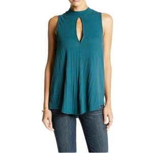 Free People ( We The Free)  Womens Teal Blue Faye Ribbed Tank Top sz XS